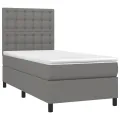cadre de lit avec matelas Gris foncé 80x200 cm Tissu