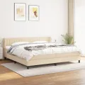 cadre de lit avec matelas Crème 200x200 cm Tissu