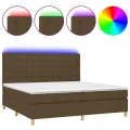 cadre de lit matelas et LED Marron foncé 200x200 cm