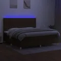 cadre de lit matelas et LED Marron foncé 200x200 cm