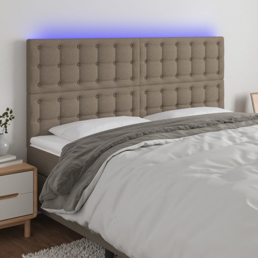 Tête de lit à LED Taupe 200x5x118/128 cm Tissu