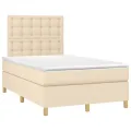 cadre de lit et matelas et LED Crème 120x200cm Tissu