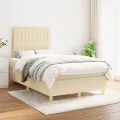 cadre de lit avec matelas Crème 120x200 cm Tissu