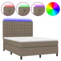 cadre de lit et matelas et LED Taupe 140x200cm Tissu
