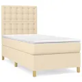 cadre de lit avec matelas Crème 90x200 cm Tissu