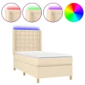 cadre de lit matelas et LED Crème 90x200 cm Tissu