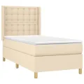 cadre de lit matelas et LED Crème 90x200 cm Tissu