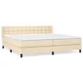 cadre de lit avec matelas Crème 200x200 cm Tissu