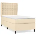cadre de lit avec matelas Crème 100x200 cm Tissu