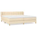 cadre de lit avec matelas Crème 200x200 cm Tissu