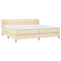 cadre de lit avec matelas Crème 200x200 cm Tissu