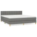 cadre de lit avec matelas Gris foncé 160x200cm Tissu