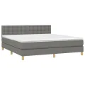 cadre de lit avec matelas Gris foncé 160x200cm Tissu
