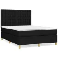 cadre de lit avec matelas Noir 140x190 cm Tissu