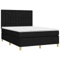 cadre de lit avec matelas Noir 140x190 cm Tissu