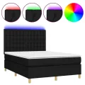 cadre de lit et matelas et LED Noir 140x200 cm Tissu