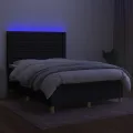cadre de lit et matelas et LED Noir 140x200 cm Tissu