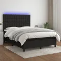 cadre de lit et matelas et LED Noir 140x190 cm Tissu