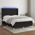 cadre de lit matelas et LED Noir 140x190 cm Tissu