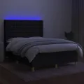 cadre de lit matelas et LED Noir 140x190 cm Tissu
