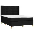 cadre de lit matelas et LED Noir 140x190 cm Tissu