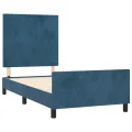 Cadre de lit avec tête de lit Bleu foncé 90x200 cm Velours