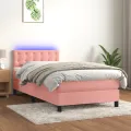 cadre de lit avec matelas et LED Rose 90x200 cm