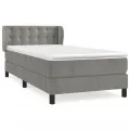 cadre de lit et matelas Gris clair 90x190 cm Velours