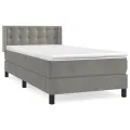 cadre de lit et matelas Gris clair 90x200 cm Velours