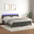 cadre de lit matelas et LED Gris foncé 180x200 cm
