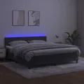 cadre de lit matelas et LED Gris foncé 180x200 cm