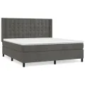 cadre de lit et matelas Gris foncé 180x200cm Velours
