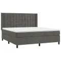 cadre de lit et matelas Gris foncé 180x200cm Velours