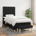 cadre de lit avec matelas Noir 90x190 cm Tissu