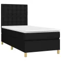 cadre de lit et matelas et LED Noir 90x200 cm Tissu