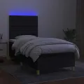 cadre de lit et matelas et LED Noir 90x200 cm Tissu