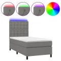 cadre de lit avec matelas et LED Gris foncé 90x200cm
