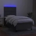cadre de lit avec matelas et LED Gris foncé 90x200cm