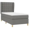 cadre de lit et matelas Gris foncé 90x190 cm Tissu