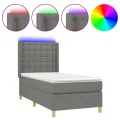 cadre de lit matelas LED Gris foncé 90x190cm Tissu
