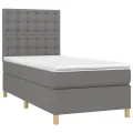cadre de lit avec matelas Gris foncé 90x200 cm Tissu