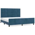 Cadre de lit avec tête de lit Bleu foncé 180x200 cm Velours