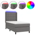 cadre de lit matelas LED Gris 90x200 cm Similicuir