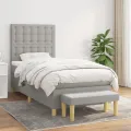 cadre de lit avec matelas Gris clair 90x200 cm Tissu