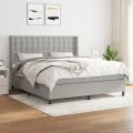 cadre de lit avec matelas Gris clair 180x200cm Tissu