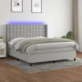cadre de lit matelas LED Gris clair 180x200 cm Tissu