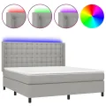 cadre de lit matelas LED Gris clair 180x200 cm Tissu