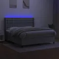 cadre de lit matelas LED Gris clair 180x200 cm Tissu