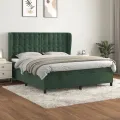 cadre de lit et matelas Vert foncé 180x200cm Velours