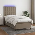 cadre de lit et matelas et LED Taupe 80x200cm Tissu